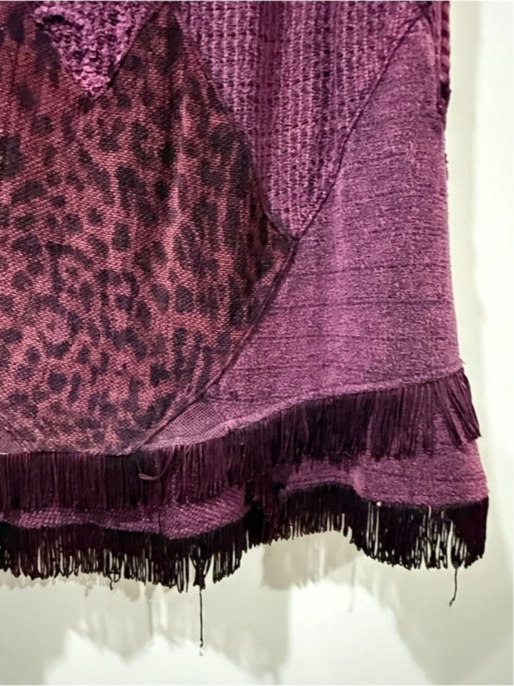 Boho Patchwork Fringe Midi Skirt Purple Lined Elastic Waist EST. Women’s M/L - Picture 5 of 9